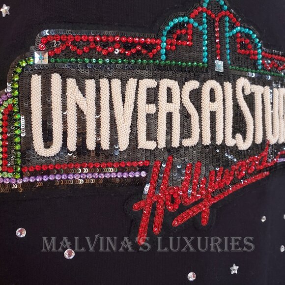 GUCCI SWEATSHIRT BLACK COTTON UNIVERSAL STUDIOS HOLLYWOOD CRYSTAL TOP sz L - Picture 11 of 15